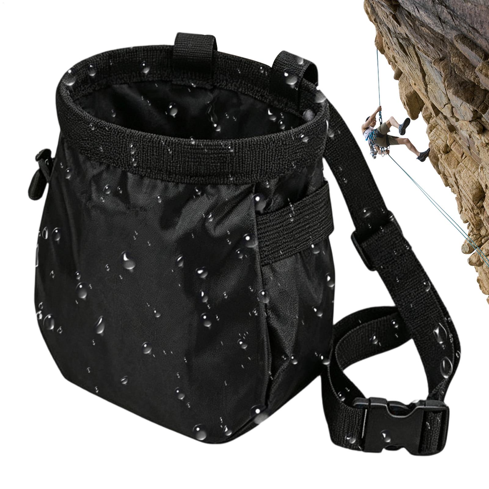 Drawstring Gym Bag - กระเป๋าใส่ชอล์กปีนเขาแบบกันน้ำพร้อมสายรูด กระเป๋าพร้อมช่องเก็บของและสายคาดปรับได้ กระเป๋าเก็บชอล์กสำหรับปีนหน้าผาก