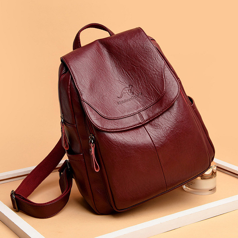 Leather Backpack Vintage - 9 สีผู้หญิงหนังนุ่มกระเป๋าเป้สะพายหลัง Vintage หญิงไหล่กระเป๋า Sac a