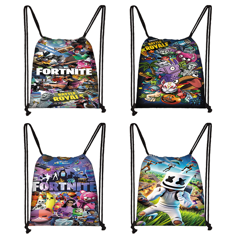 Drawstring Gym Bag - กระเป๋าเป้สะพายหลังลายพิมพ์สำหรับเด็ก ผู้ชาย ลายเกมส์ฮิต-F-FortniteS ผู้หญิง ลายฟุตบอล กีฬา