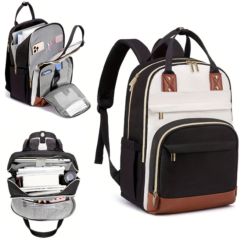 Fashion Backpack Women - กระเป๋าเป้สะพายหลังผู้หญิงหลากสี สายสะพายไหล่ปรับได้ ออกแบบโดยสายการบิน ช่องใส่ของสองช่อง ใส่แล็ปท็อปและแท็บเล็ตได้