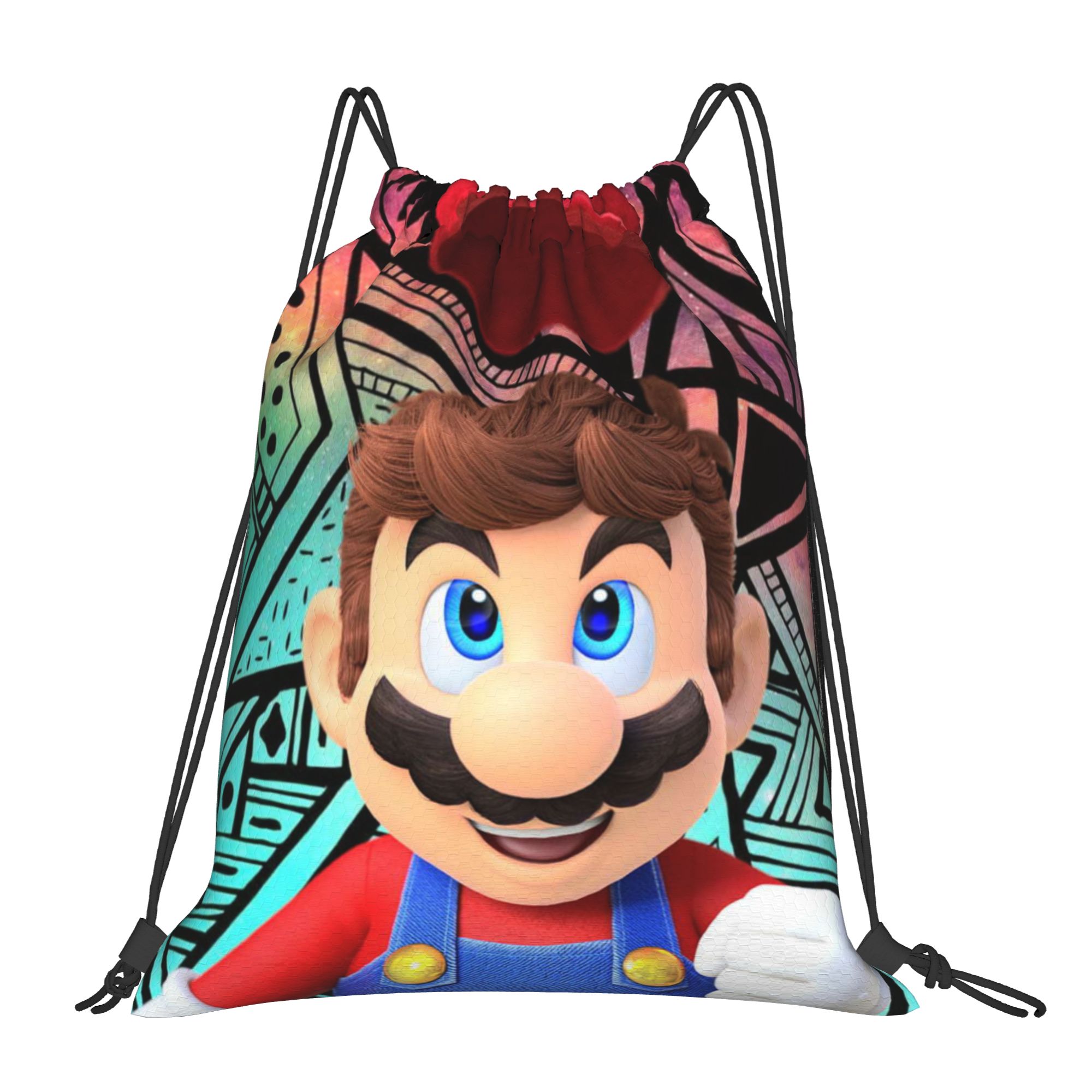 Drawstring Gym Bag - กระเป๋าหูรูดลายวีดีโอเกม M-Marioes สำหรับพี่น้องและเพื่อนๆ สำหรับการช้อปปิ้ง กระเป๋าโยคะ กระเป๋าเป้สะพายหลังสำหรับผู้ชายและผู้หญิง