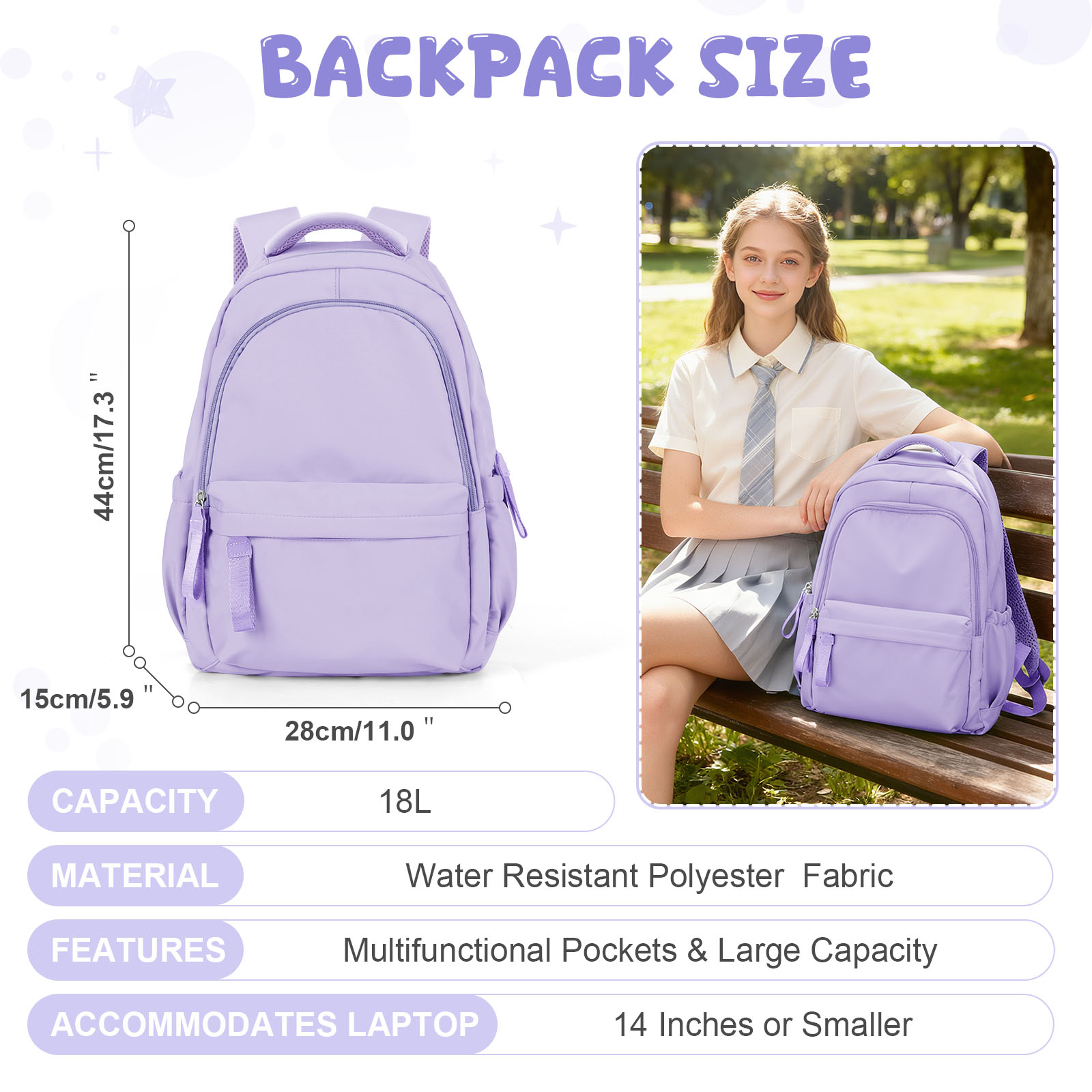 กระเป๋าเป้สะพายหลังสำหรับวัยรุ - Canvas Backpack Casual บทวิจารณ์และราคา