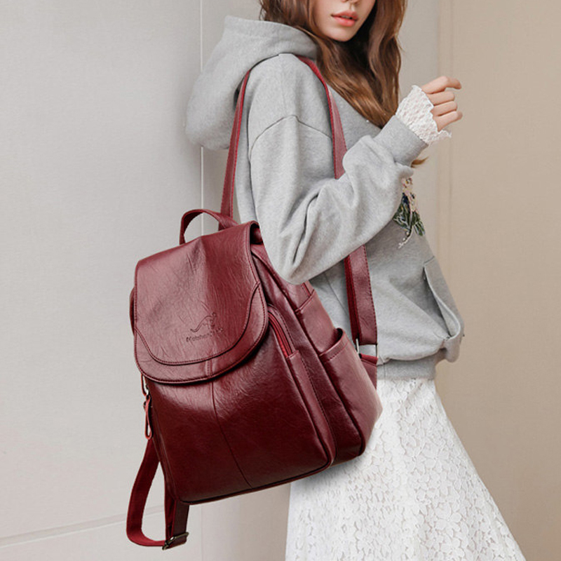 9 สีผู้หญิงหนังนุ่มกระเป๋าเป้ส - Leather Backpack Vintage บทวิจารณ์และราคา